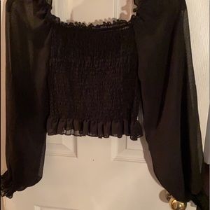 black ruched crop top